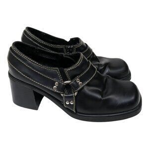 Vintage 90s No Boundaries Black Heeled Loafers - Stormy